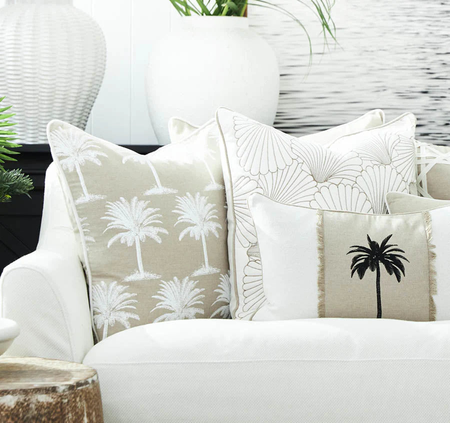 Havana Palm 30x50cm Filled Cushion White - Image 3