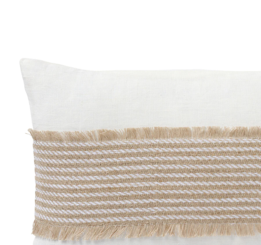 Linen Formentera Stripe 30x50cm Filled Cushion Sand - Image 2