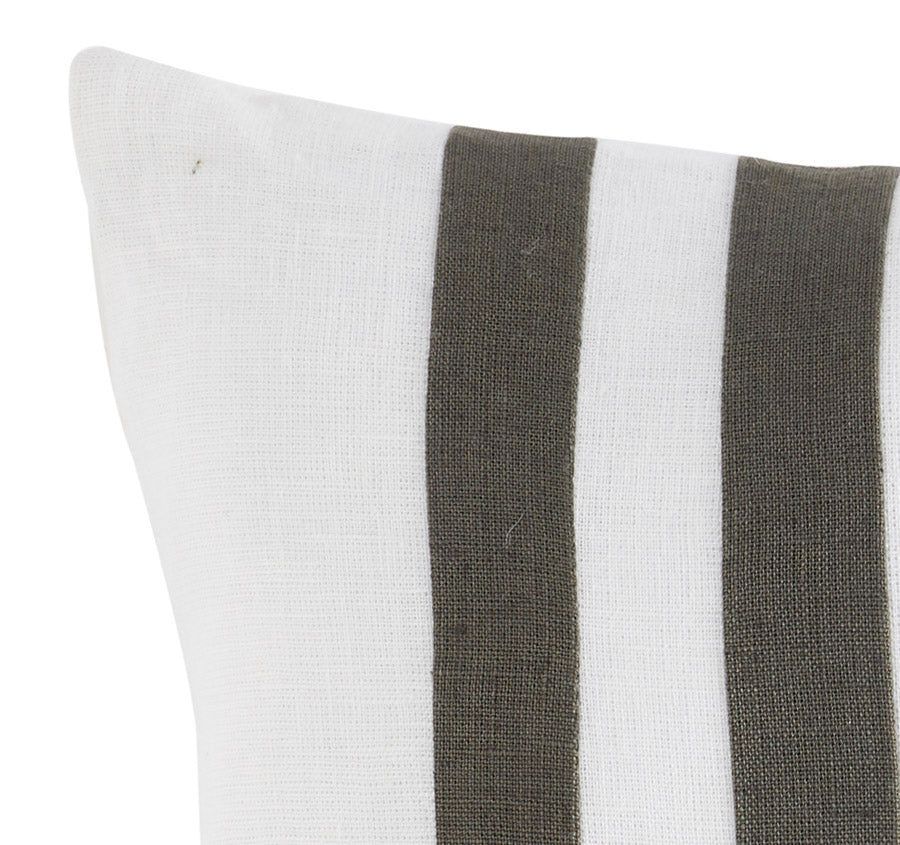 Linen Palma Stripes 50x50cm Filled Cushion Olive - Image 2