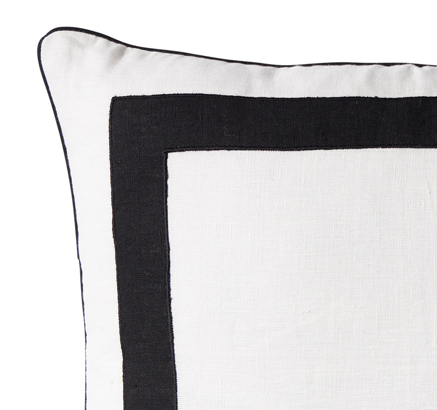Linen Royal Border 50x50cm Filled Cushion Black - Image 2