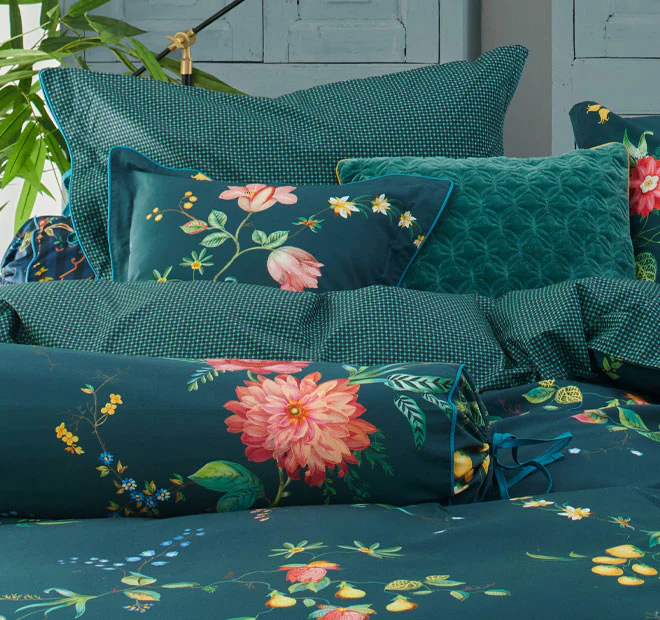 Fleur Grandeur Quilt Cover Set Range Dark Blue - Image 4