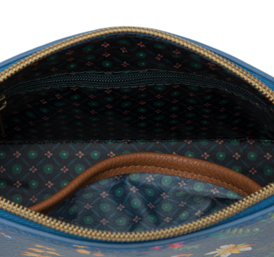 Petites Fleurs Small Triangle Cosmetic Bag Blue - Image 3