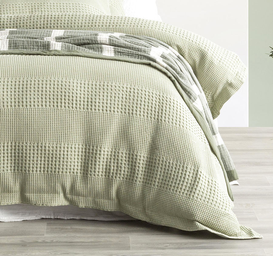 Waffle Elegance Quilt Cover Set Range Moss - Image 3