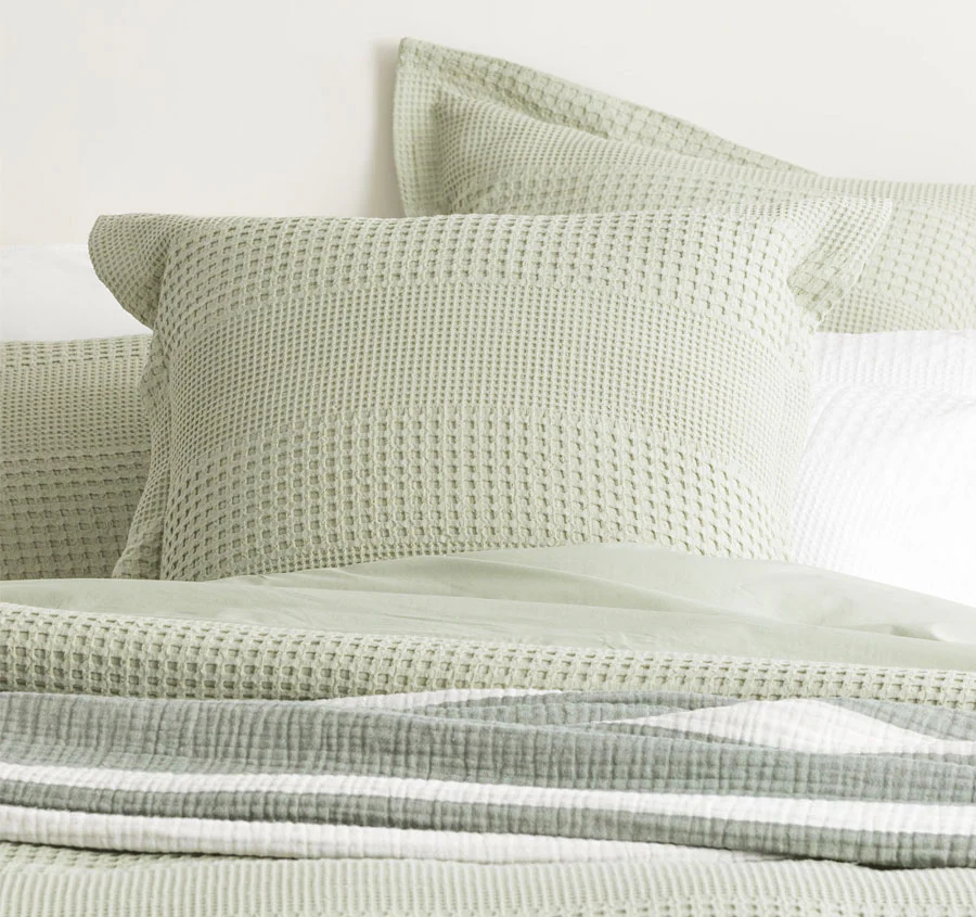 Waffle Elegance Quilt Cover Set Range Moss - Image 5