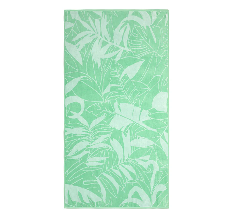 Lavish Leaves 91x173cm BeachTowel Aqua and Seafoam