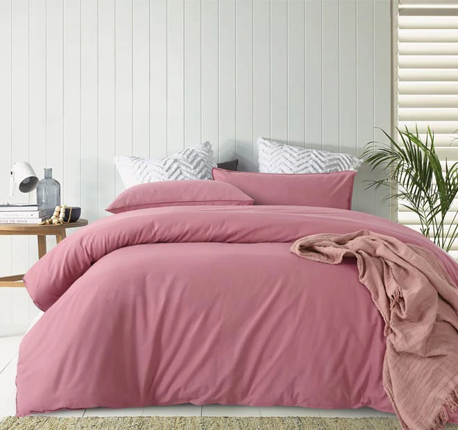 Washed Cotton Quilt Cover Set Range Smokey Rose