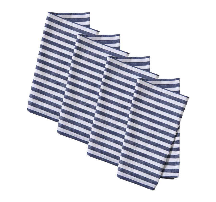 Riviera Stripe 4 Piece Napkin Set Blue