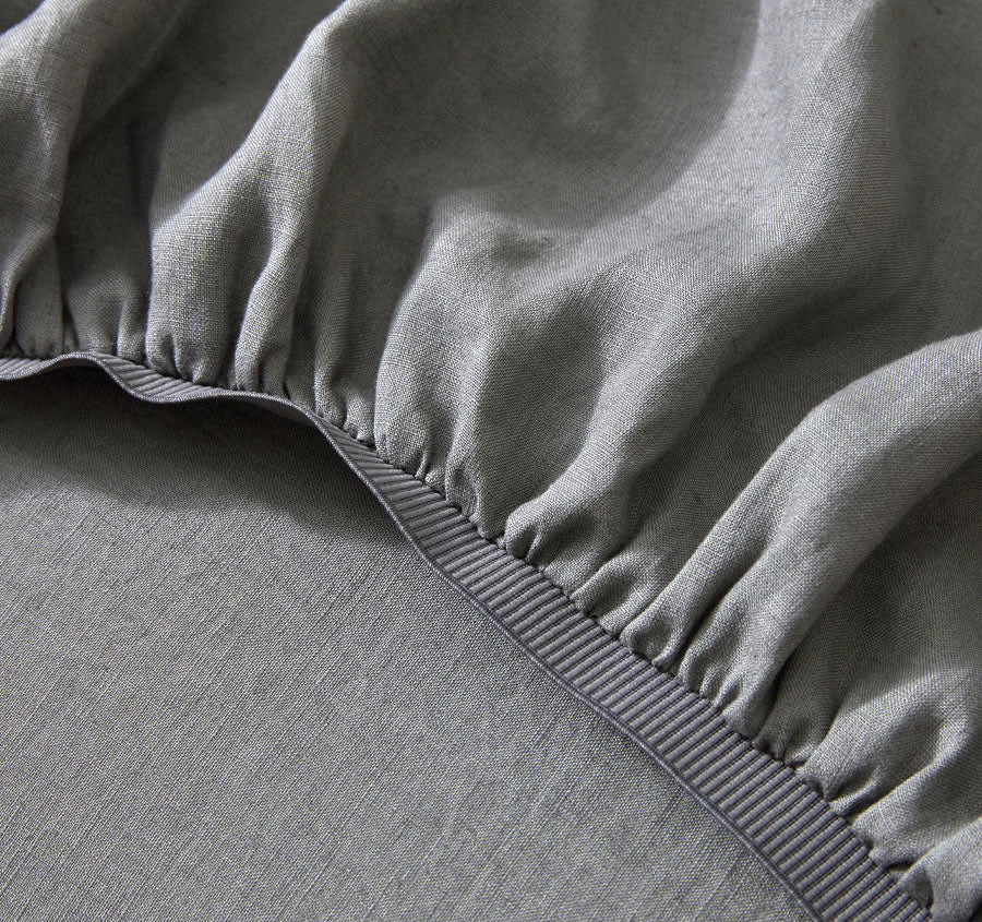 Ravello Linen Fitted or Flat Sheet Range Charcoal - Image 3